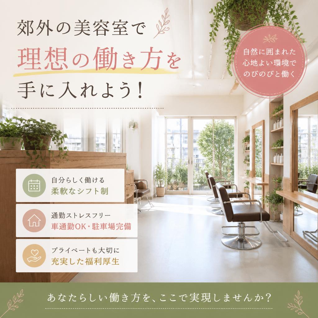 郊外の美容室で理想の働き方を手に入れよう！